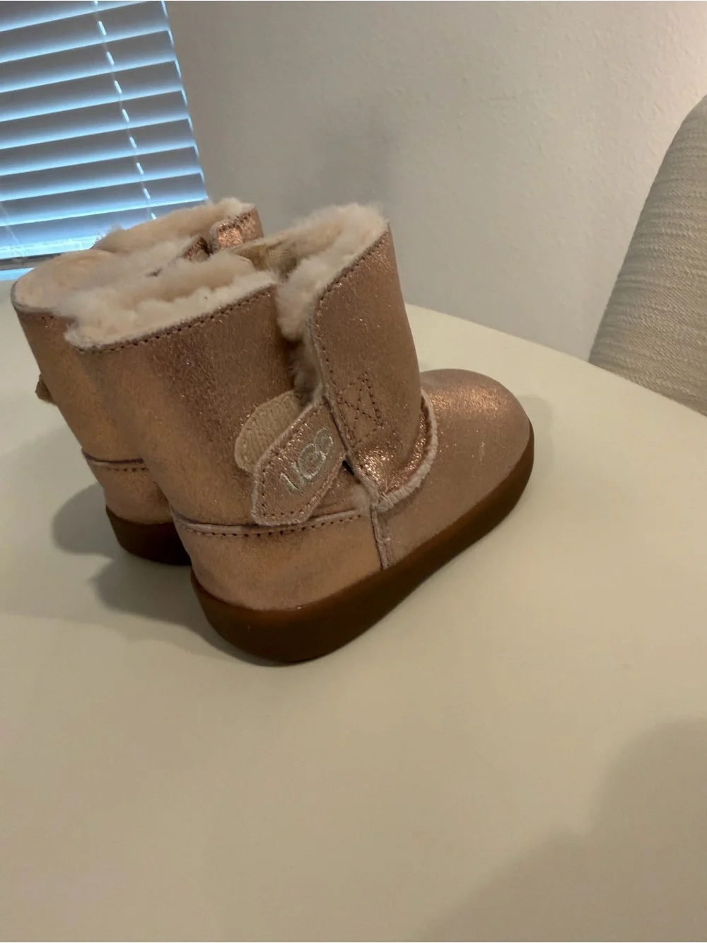 UGG Kids Metallic Rose Gold Shearling Boot